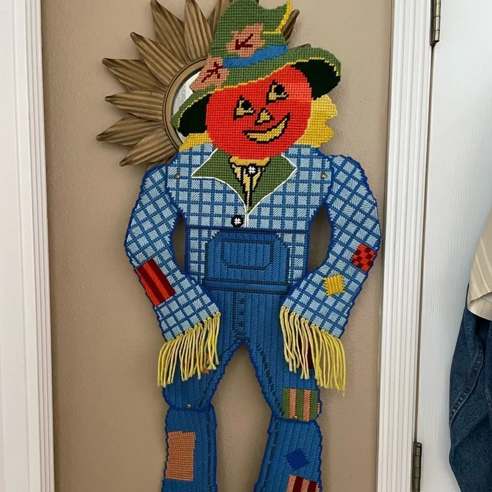 Vintage Fall Harvest Scarecrow Jointed Yarn Hobbyist Piece 3 Feet Long AMAZING!!